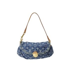 LOUIS VUITTON Pleaty handbag Monogram denim leather